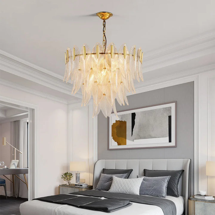 NEW Arrivals LED Luxury Crystal Pendant Chandeliers Lights Living Room Restaurant Bedroom Loft Home Glass Leaf Lustre Luminaires