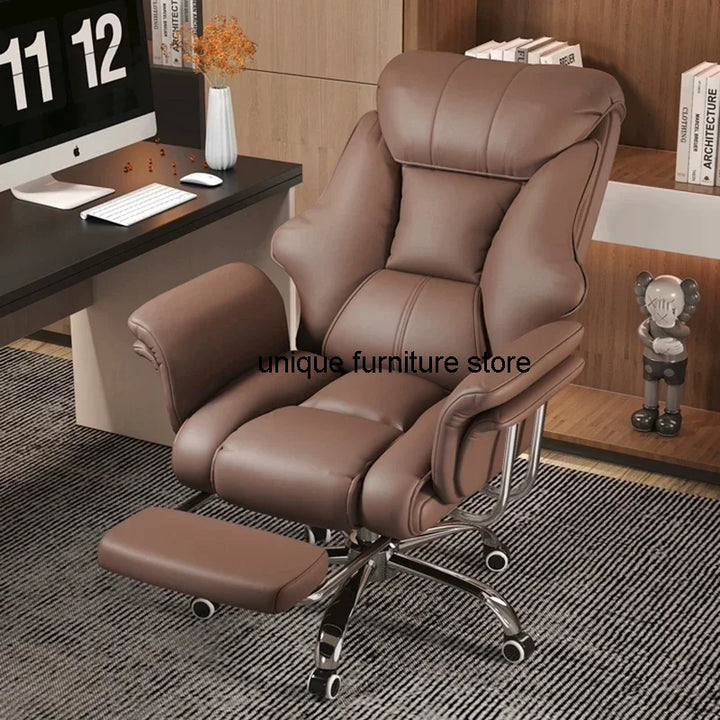 Leather Computer Chair Chaise Gaming Recliner Bedroom Executive Chair Office Reading Footrest Silla De Oficina Desk Furniture