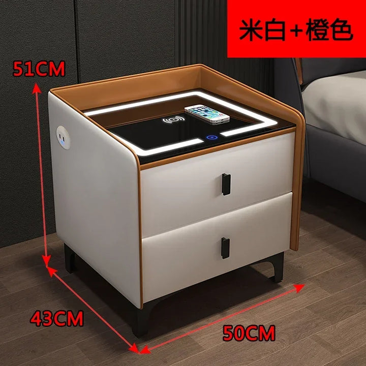 Storage Bedroom Bedside Table Smart Organizer Apartment Night Bedside Table Wooden Modern Tables De Nuit Home Furniture FY35XP