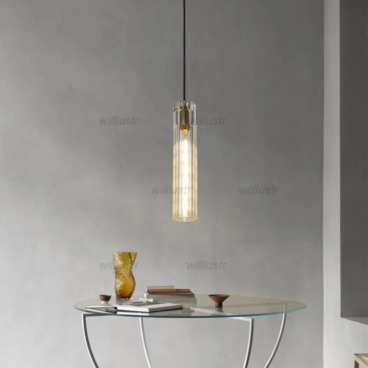 Modern K9 Crystal Pendant Lamp Creative Cylinder Suspension Light Hotel Cafe Bar Store Bedroom Copper Hanging Ceiling Chandelier