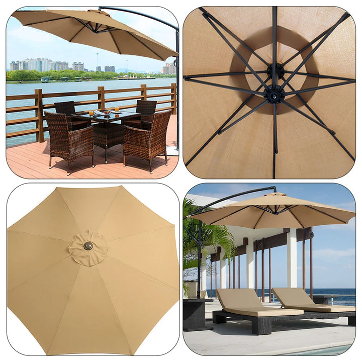 Umbrella Canopy Outdoor Cover Half Parasol Round Patio Sunshade Market Beach Fabric Offset Foot Cafe Fitting