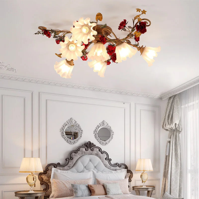 New American Rural Flower Kitchen Princess Girls Bedroom Ceiling Light Sitting Modern Led Light Ceiling Lamp For Living Room