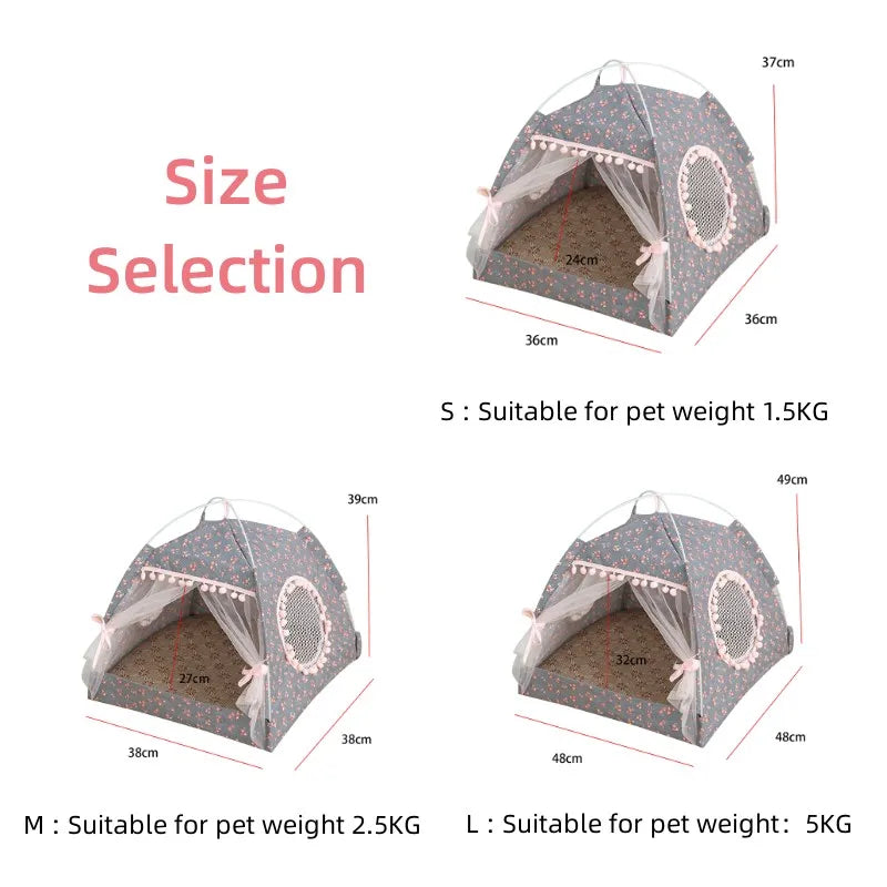 Sweet Princess Cat Bed Foldable Cats Tent Dog House Bed Kitten Dog Basket Beds Cute Cat Houses Home Cushion Pet Kennel Products