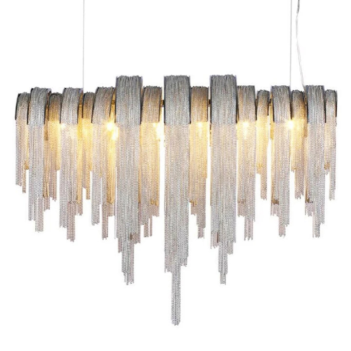 Postmodern LED Chandelier Gold Silver Aluminium Chain Hanging Pendant Light Living Dining Room Restaurant Hotel Decor Art Lustre