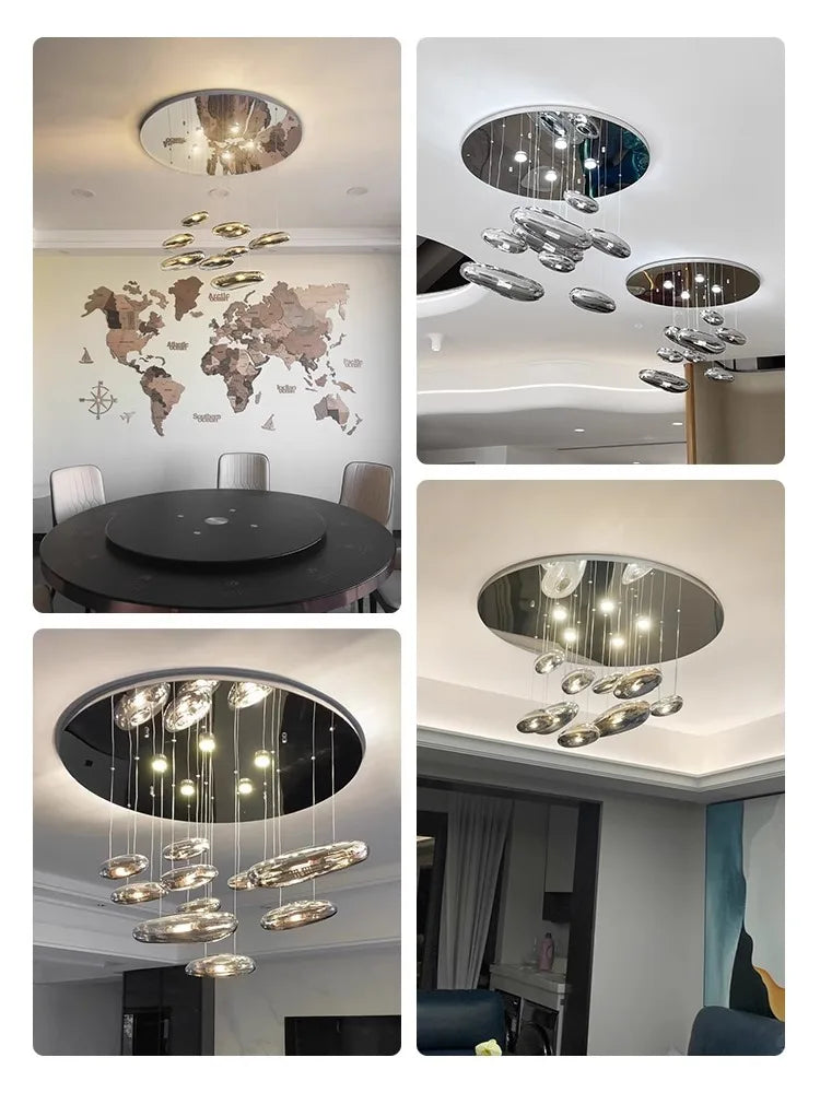 Postmodern Fashion Glass Ceiling Chandelier Silver Led Living Room Luxury Lamps Home Decoration Lampara for Living Room