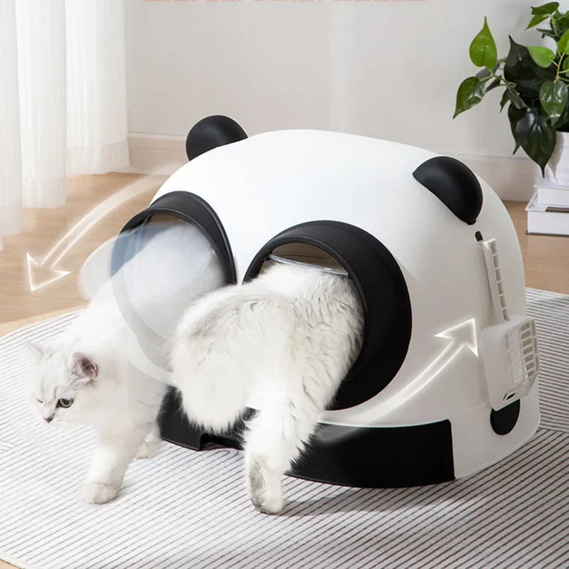 Panda Condo Cat Litter Box House Cave Supplies Training Kit Sandbox Tray Bathroom Cat Bedpans Cage Lettiera Gatto Pet Products