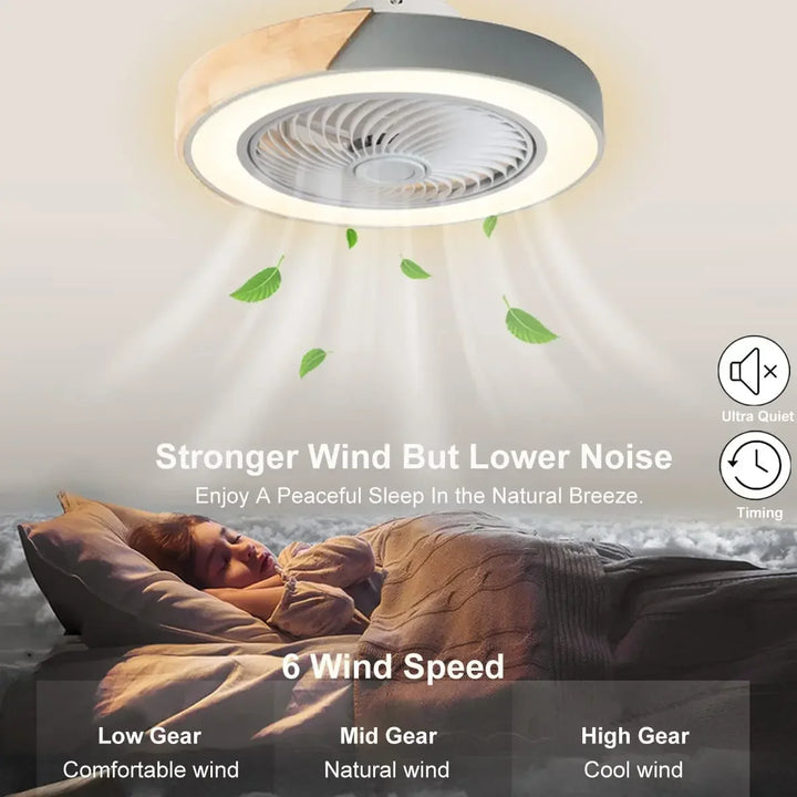 Modern  Wood Ceiling Fan Light with Remote Control Dimmable 3 Color Timing LED Fan Lamp Indoor ceiling