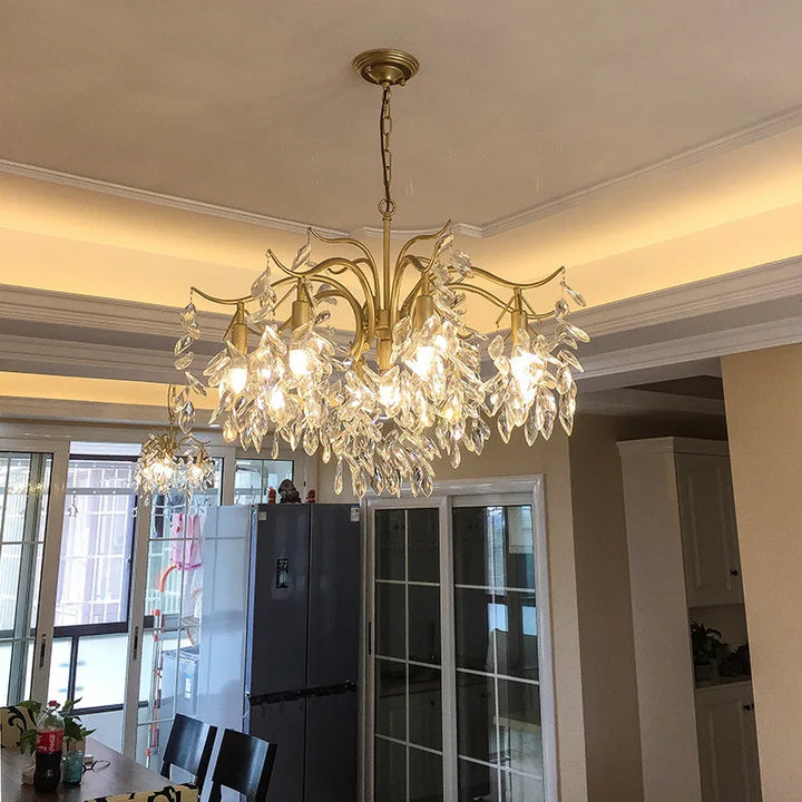 Postmodern Light Luxury Crystal Chandelier American Living Room Lamp Internet Celebrity Bedroom Restaurant Golden Headlight