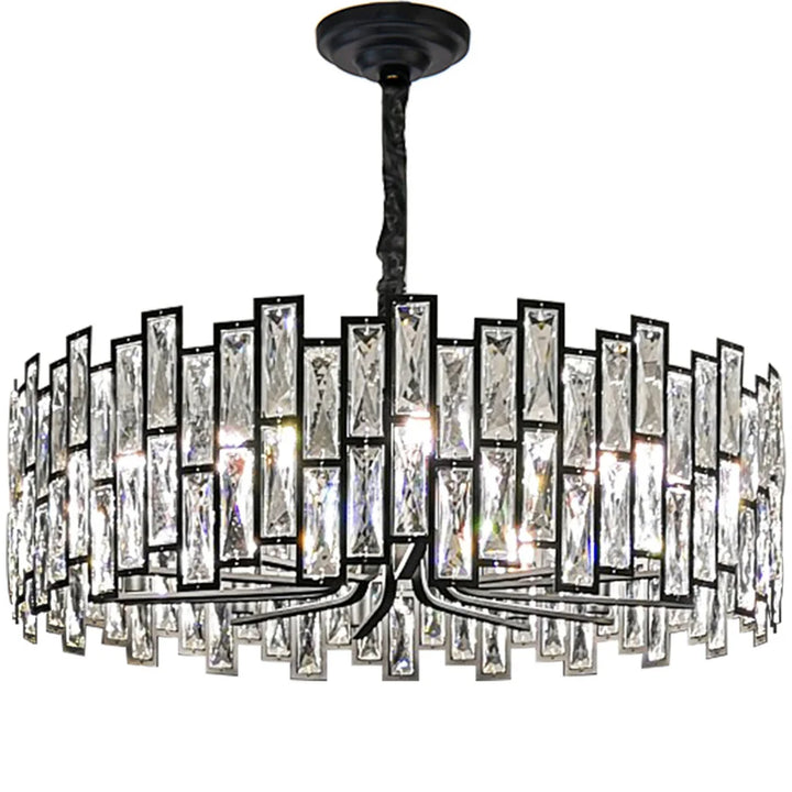 Modern Crystal Chandelier for Living Room Black Chandelier Light Fixtures Restaurant Light Round Hanging Lamp Dining Room