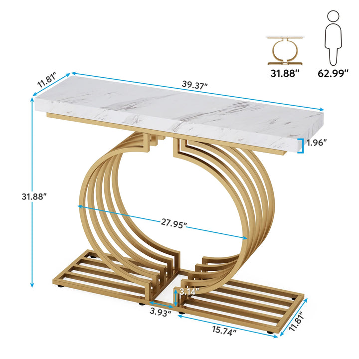 Tribesigns Modern Console Table with Gold Base，40 inch Geometric Entryway Sofa Table Narrow Long