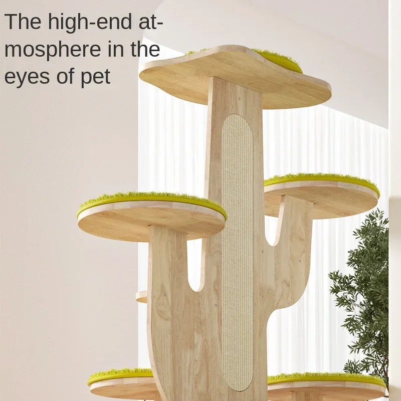 Pet Supplies Cactus Cat Climbing Frame Multi-layer Solid Wood Sisal Mat Cat Scratching Board Wear Resistant Cat Toys Solid Wood