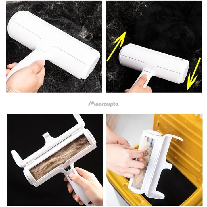 Pet Hair Remover Roller 2-Way Removing Dog Cat Hair From forniture Self-cleaning Lint Pet Hair Remover One Hand Operat