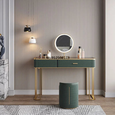 Light Luxury Dressing Table Glass LED Light Storage Modern Minimalist Dressing Table Organizer Meuble De Chambre Home Furniture