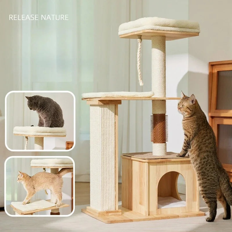 Cat House Tree Large Climbing and Scratching Platform Cat Tower Tall Small Animal Toys and Pet Supplies Complete Collection