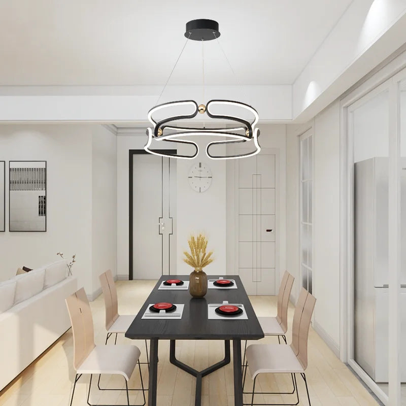 Modern minimalist dining room ceiling chandelier led variable light luxury home decoration aluminum bedroom room 2023 lighting