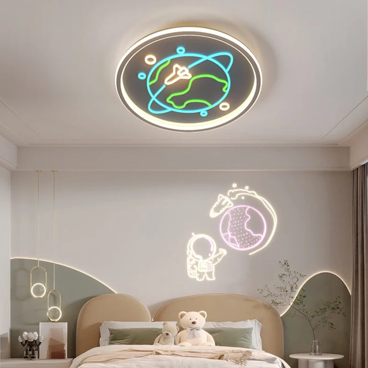 Modern Led Ceiling Lights for Children for Kids Baby Room Cartoon Ceiling Lamp Pink Cat Bedroom Creativity Stars sky Indoor Deco