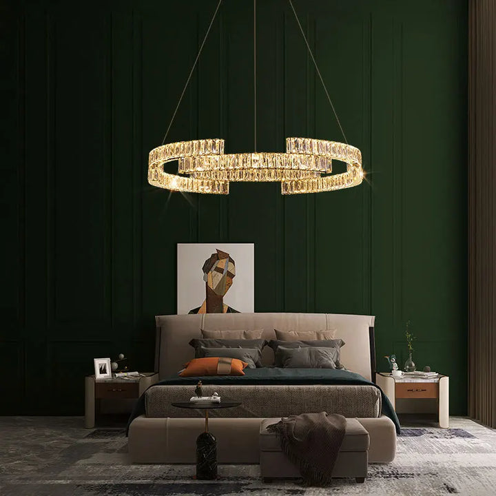 Luxurious Pendant Lights Creative Villa Living Room Ceiling Decoration Remote Control Dimming K9 Crystal Ceiling Chandelier Lamp