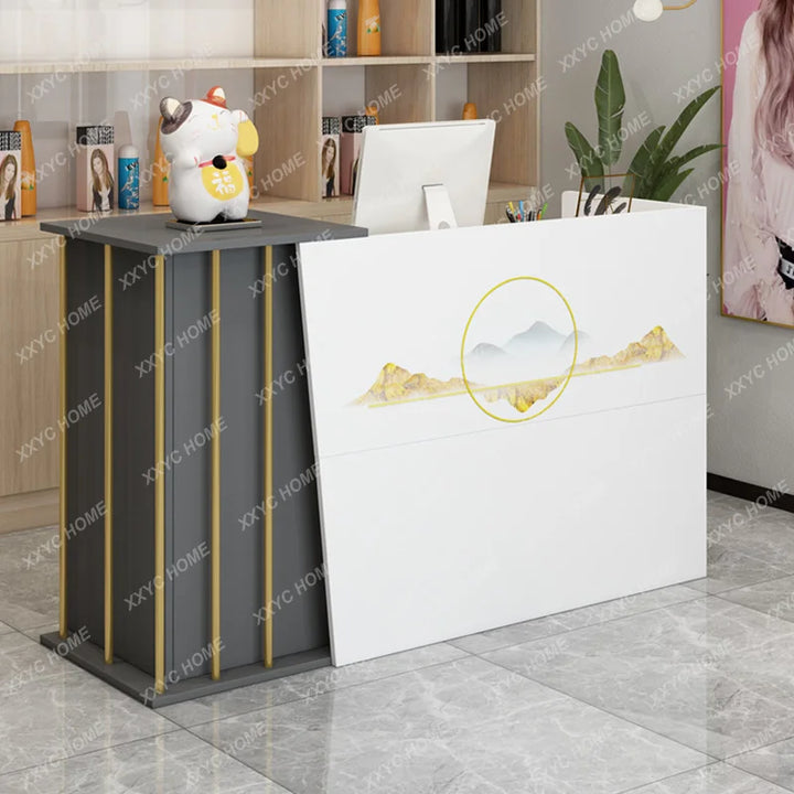 Bar Counter Reception Desk Wood Display Cabinet Beauty Reception Desk Commercial Office Escritorios De Oficina Furniture