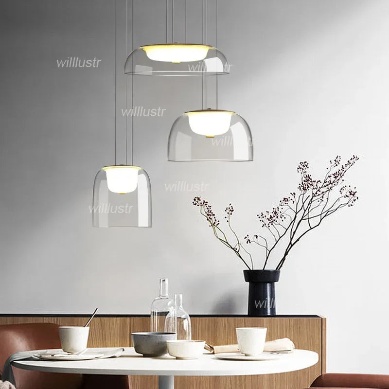 Modern Glass Pendant Lamp Creative LED Suspension Light Dinning Room Hotel Bar Affordable Luxury Hanging Ceiling Chandelier