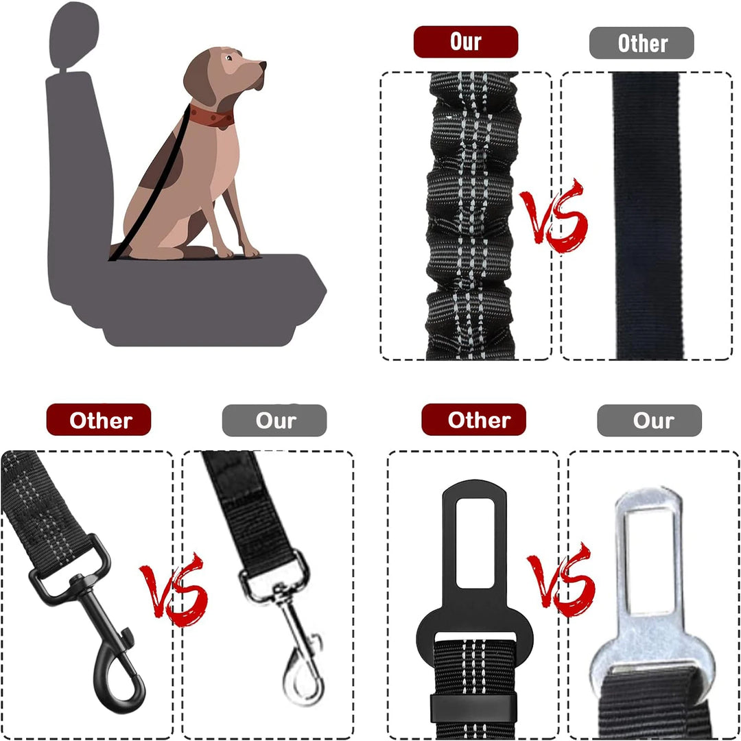 Dog Seat Belt,Retractable Dog Car Harness Adjustable Dog Seat Belt for Vehicle Nylon Pet Safety Seat Belts Heavy Duty & Elastic