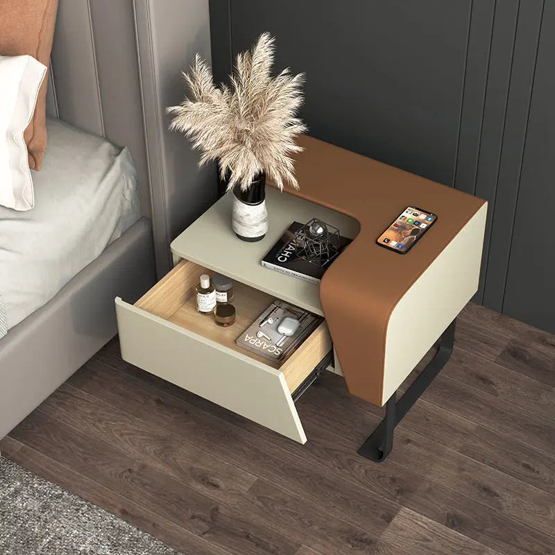 Modern Nordic Wood Nightstand Luxury Low Bedside Table