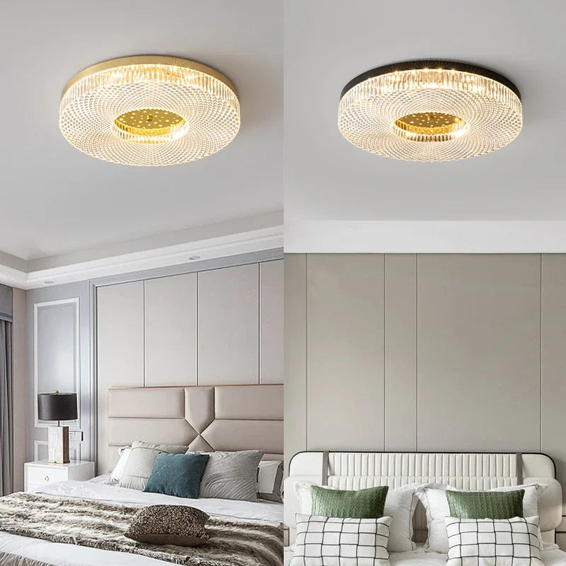 FSS Modern Copper Circular Ceiling Light  Minimalist For Bedroom Study Restaurant Home Indoor LED Ceiling Light