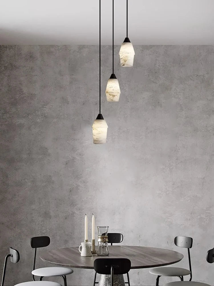 Modern Marble Chandelier Black Led Home Decoration Lights Dining Room Kitchen Island Luxury Hanging Lamp for Ceiling