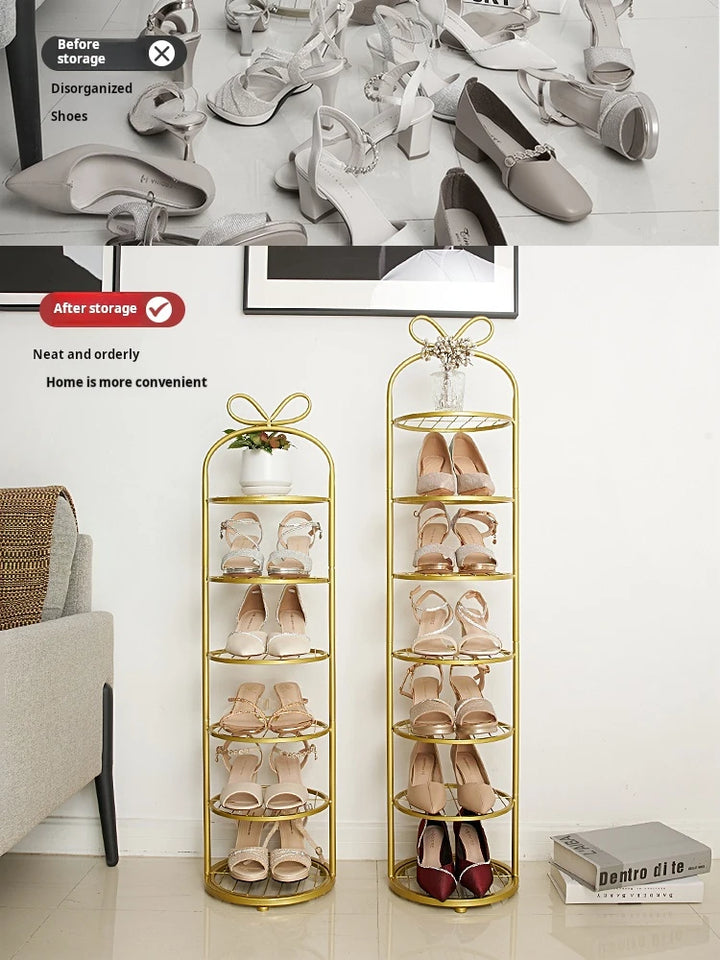 Furniture Shoe Rack Entrance Narrow Storage Shelf Hallway Organizer Metal Shelving Vertical Shoe Rack Space Saving Furniture