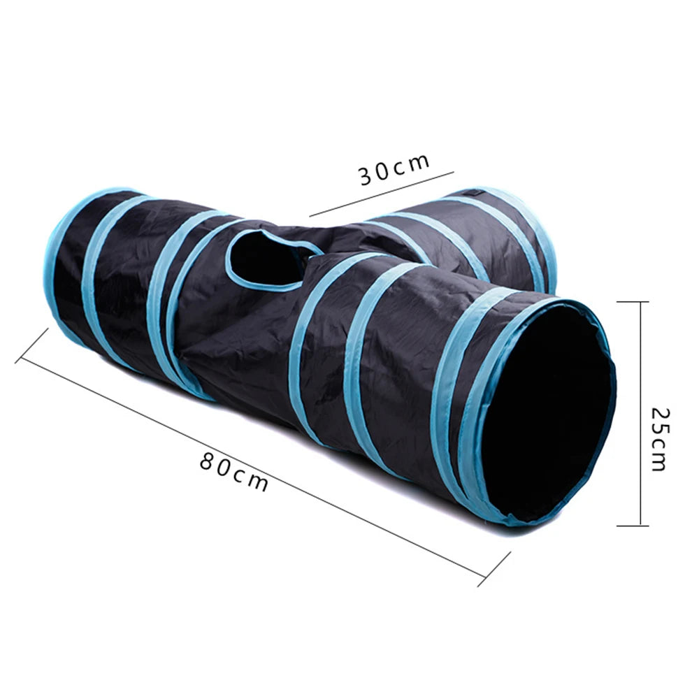 T Shape Cat Tunnel With Hole Three Way Tee Tube Sound Paper Hite and Hunt Toy for Cat Kitten Foldable Save Space Pet Product