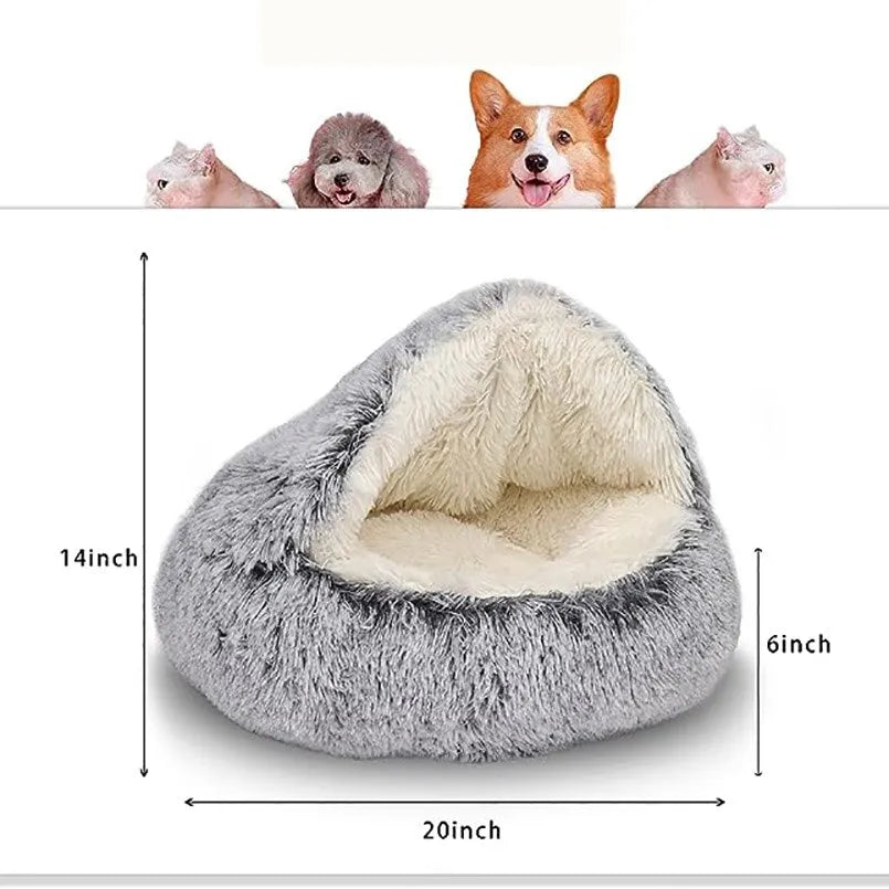 Calming Dog Bed Cat Bed with Snuggle Spot Plush Puppy Cave Bed | Fluffy Small Dog Bed Indoor Donut Cat Sleeping Bag | Light Weight Washable Pet Bed Cushion