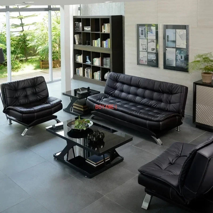 Office Sofa Bed Three Person Multifunctional Folding Business Office Sofa Simple Modern Reception Black Living Room Furniture