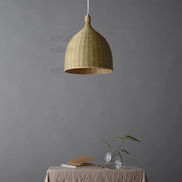 Bamboo Pendant Lamp Handmade Wicker Suspension Light Basket Hotel Hall Dining Living Room Restaurant Hanging Ceiling Chandelier