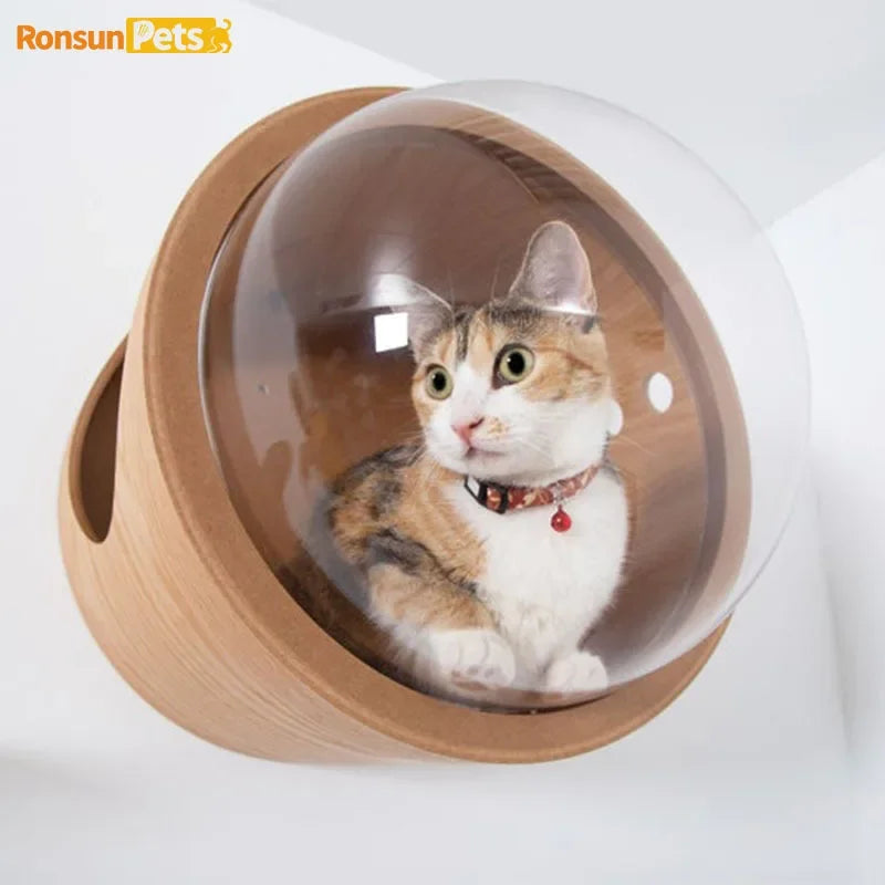 Space Capsule Cat Nest Fully Enclosed Hanging Wall Transparent Cover Cat Climbing Scratching Platform Animal Toy Pet Products