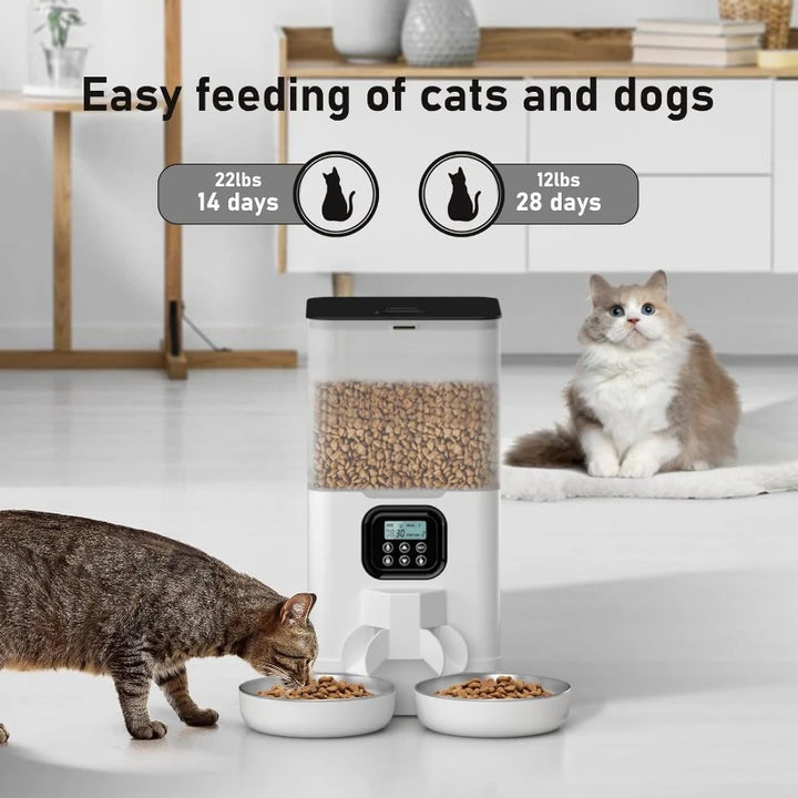 Smart Pet Feeder 6L Large Capacity Double Meal Timed Automatic Cat Feeder Dog Food Dispenser Wifi Remote Control Pet Feeding