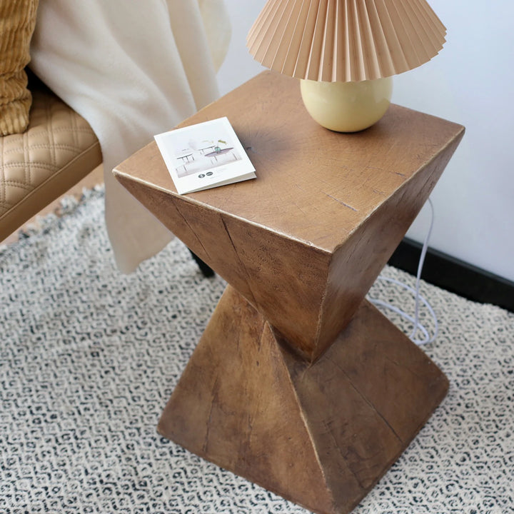 Lightweight Concrete Geometry Accent Side Table  Indoor and Outdoor