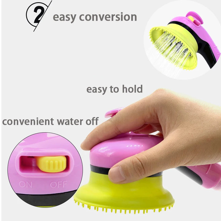 Pet Bath Sprayer With Built-in Massage and Bathing Brush Paw Cleaners Dog Wash Shower Bathroom Showers Cleaner Supplies Dogs