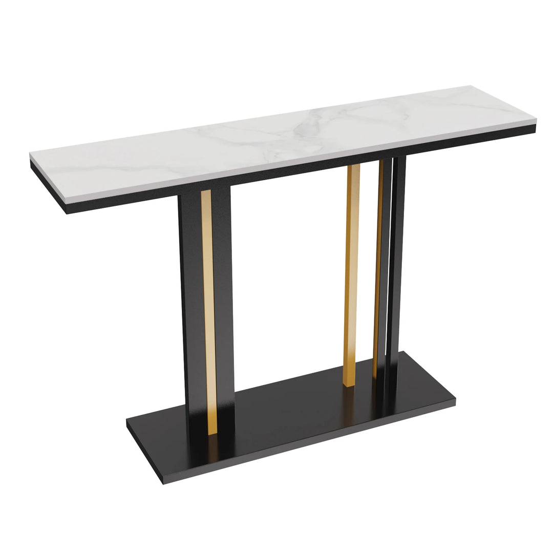 Contemporary Style Marble Console Table - Black and Gold Feet