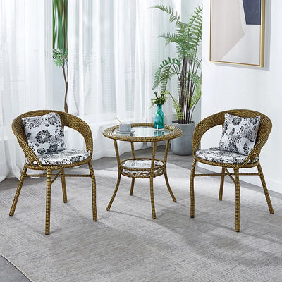 Rattan chairs Suit Outdoor furniture garden terrace balcony Relaxing Ergonomics backrest Table chair combination hand-woven