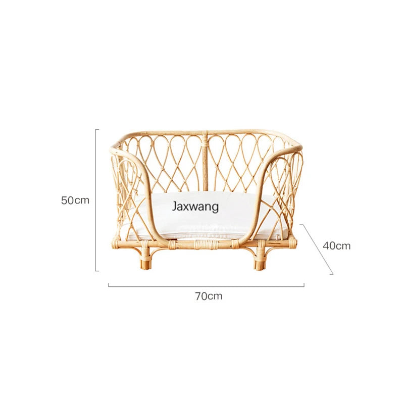 Simple Detachable Cat Bed Home Furniture Handmade Rattan Woven Natural Rattan Sofa cahir Dog Bed Pet Bed Rattan Rattan Chairs