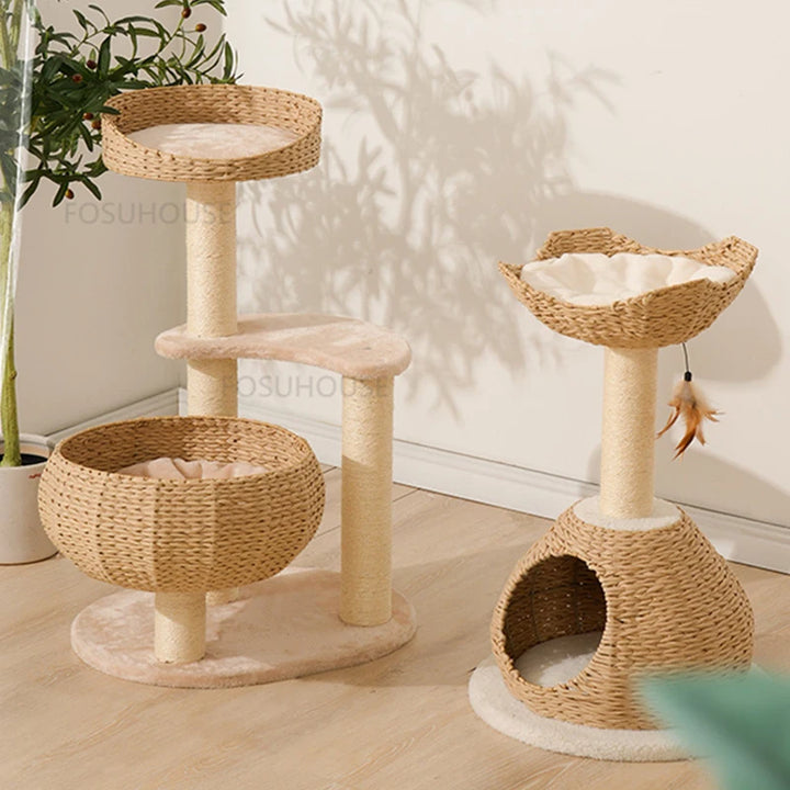 Nordic Rattan Cat Scratching Board for Pet Furniture Small Apartment Cat Holder Pet Supplie Creative Simple Comfortable Cat Tree