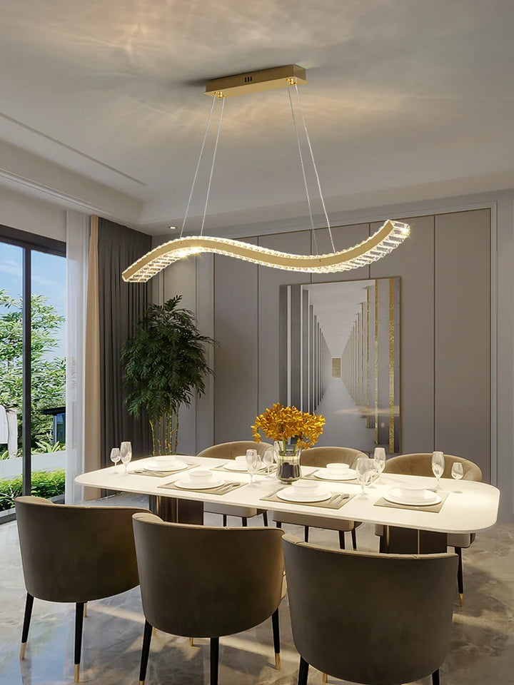 Wave gold luxury crystal chandelier for living room dining room high quality crystal lighting ceiling light