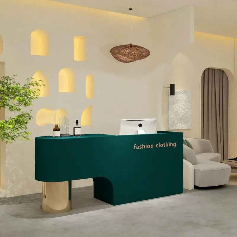 Simple Modern Light Luxury Bar Cash Small Counter Store Beauty Salon Front Reception Desk Customized Balcao De Loja Furniture