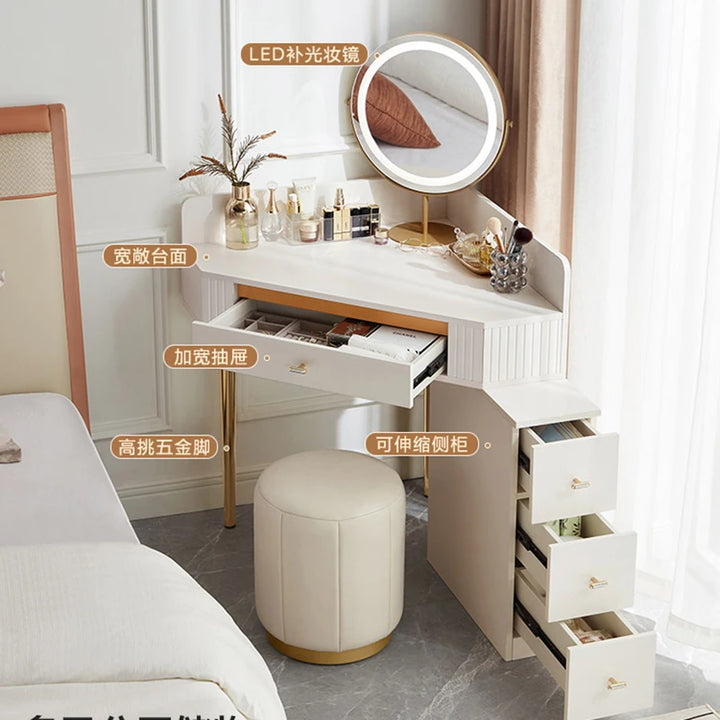 Storage Corner Makeup Chair Desk Mobile Light Mirror Set Dresser Organizer Table Drawers Coiffeuse De Chambre Bedroom Furnitures