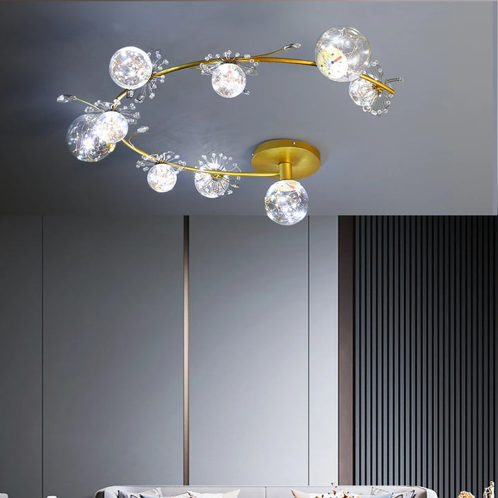 LED Chandelier For Living Room Bedroom Dining Room Kitchen Ceiling Lamp Modern Style Design Gold Crystal Glass Ball Star Light