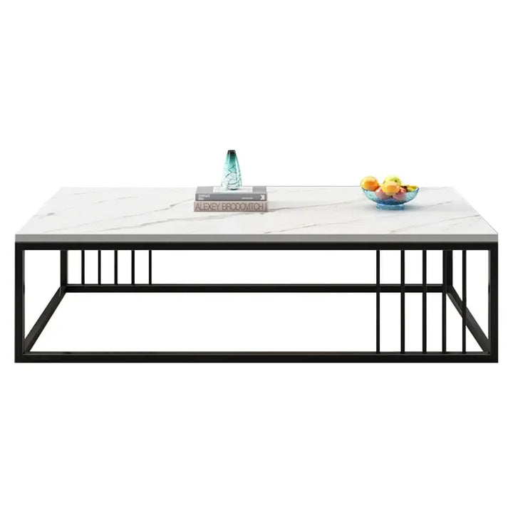 Rectangle Simple Black Coffee Table Living Room Minimalist Apartamento Books Coffee Table Marble Stone Mesa Auxiliar Furniture