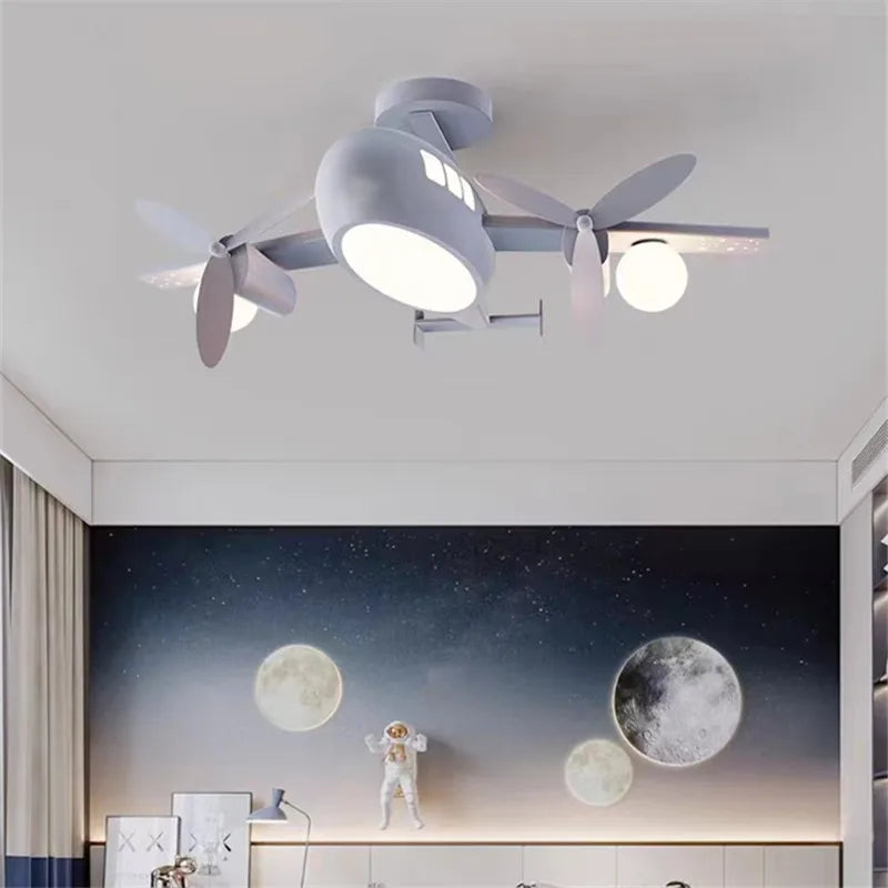 Creative Led airplane ceiling light for children room dimmable cartoon light eye care Boys Nursery baby room decoration light