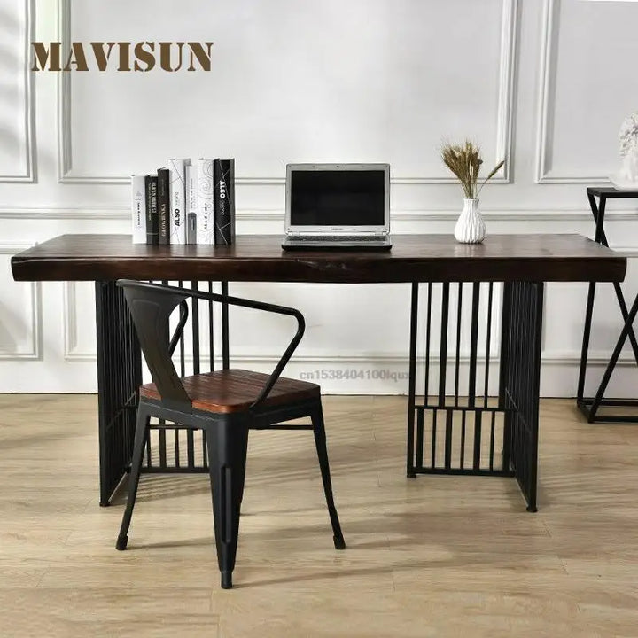 American Industrial Style Classical Solid Wood Bar Large Conference Table 2m Iron Study Desk Computer Table And Chair For Office