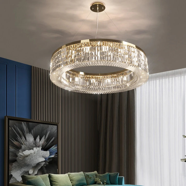 Luxury Crystal Chandelier Modern Creative Led Pendant Lamp Live Room Home Decor Hanging Light Fixtures Round Gold Kitchen Lustre