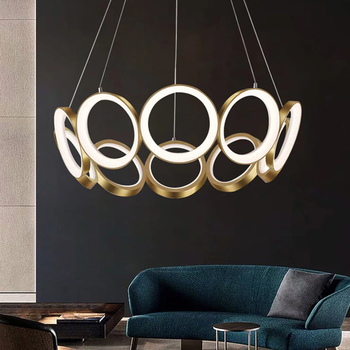 Simple Rings LED Chandelier Luxury Design Chandelier Living Room Decoration Replica Lamp Designer Suspension Light Fixtures