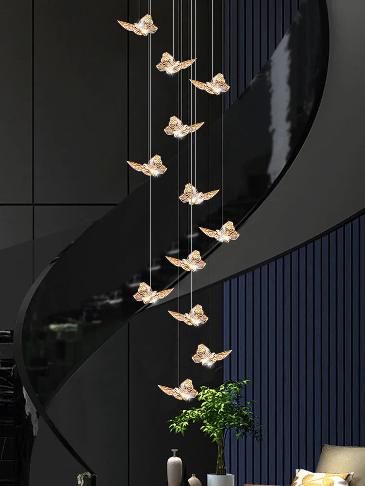 Staircase Butterfly Hanging Lamps Lighting for the Living room will Ceiling Stairs Loft Light Modern Pendant Lamp and Chandelier